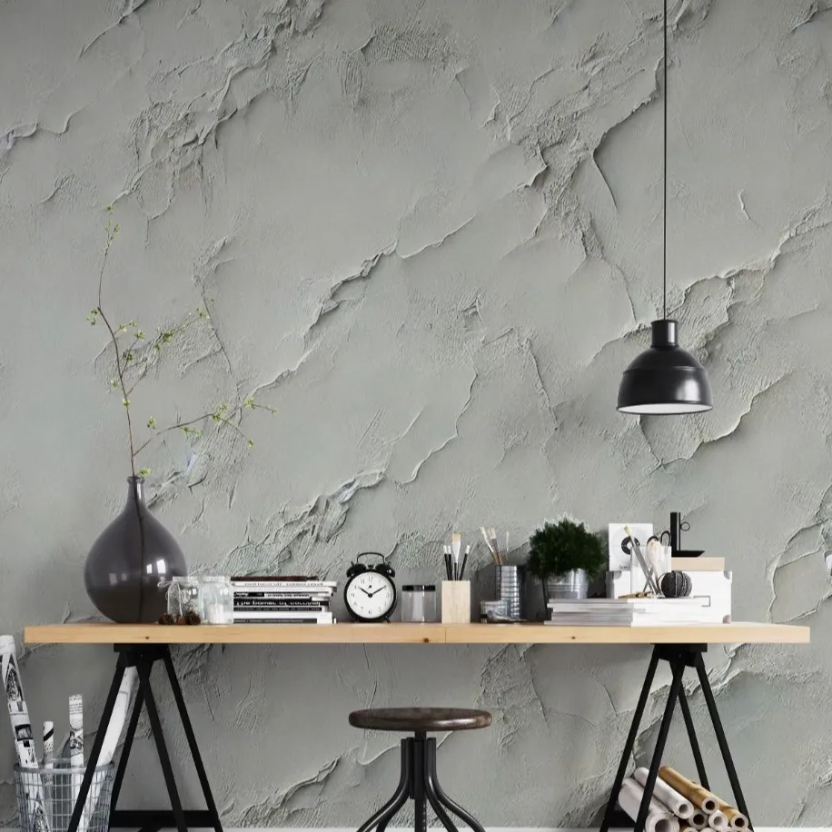 Ham Beton, odada duvar kağıdı uygulaması